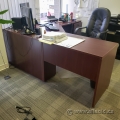 Mahogany L Suite Desk with Drawer Storage